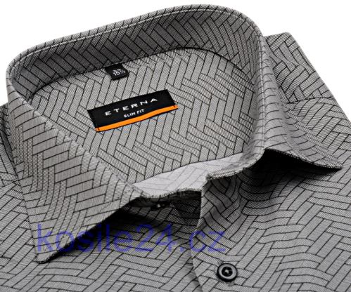 Eterna Slim Fit – dizajnová košeľa s čierno-sivým vzorom