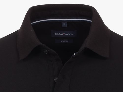 Polo tričko Casa Moda s golierkom a dlhým rukávom – čierne