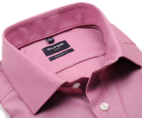 Olymp Modern Fit – červeno-fialová košile s vetkanými čtverečky