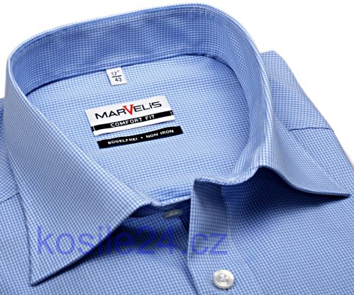 Marvelis Comfort Fit – košeľa so svetlomodrým mini károm
