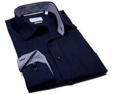 Eterna Comfort Fit – tmavomodrá košile s modro-bílým vnitřním límcem a manžetou - extra prodloužený rukáv (1)