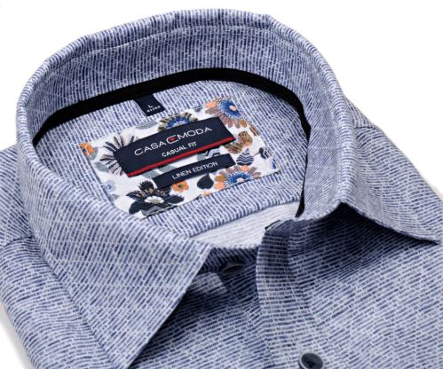 Casa Moda Casual Fit  – ľanová košeľa s modrým vzorom a vnútornou manžetou