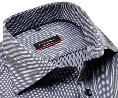 Eterna Modern Fit – košeľa s votkaným vzorom kosoštvorčekov - predĺžený rukáv