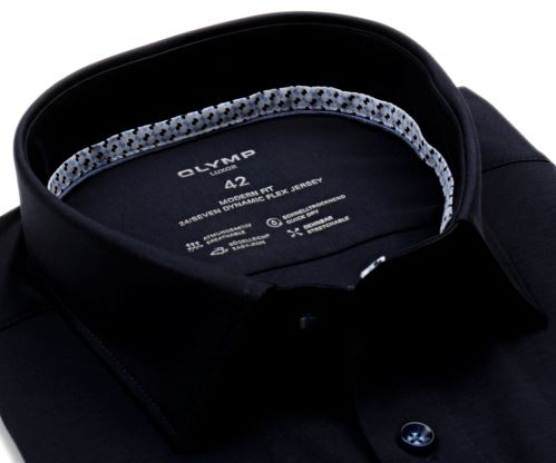 Olymp Modern Fit 24/SEVEN – tmavomodrá košeľa s modro-bielym vnútorným golierom - krátky rukáv Olymp Modern Fit 24/SEVEN – tmavomodrá košeľa s modro-bielym vnútorným golierom - krátky rukáv