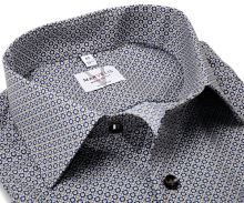 Marvelis Modern Fit - košeľa s modro-béžovým mozaikovým vzorom