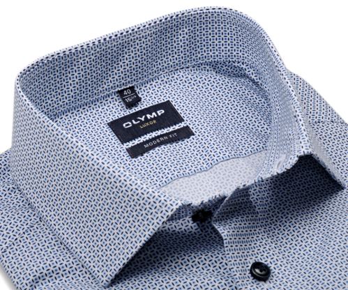 Olymp Modern Fit – košile s modrým čtvercovým vzorem - krátký rukáv