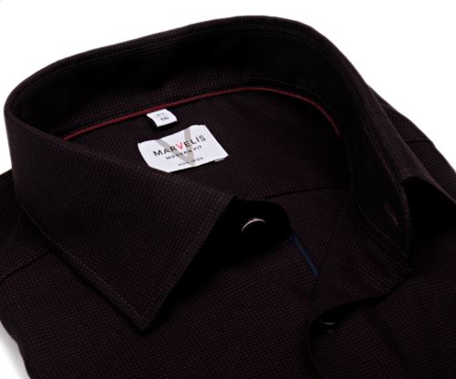 Marvelis Modern Fit – tmavá červeno-modrá košile s vetkaným vzorem - prodloužený rukáv Marvelis Modern Fit – tmavá červeno-modrá košile s vetkaným vzorem - prodloužený rukáv