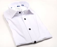 Marvelis Modern Fit Jersey – biela elastická košeľa so zdobeným golierom a tmavomodrými gombíkmi (1)