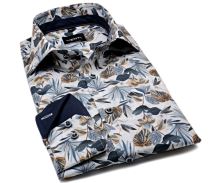 Venti Modern Fit – luxusná košeľa s béžovo-modrým florálnym vzorom (1)