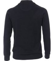 Bavlnený pulóver na zips Casa Moda s krátkym stojáčikom – tmavomodrý (2)