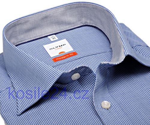 Olymp Luxor Modern Fit – košile s modrým minikárem s vnitřním límcem a manžetou