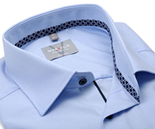 Marvelis Comfort Fit – bledě modrá košile s tmavomodrým vnitřním límcem